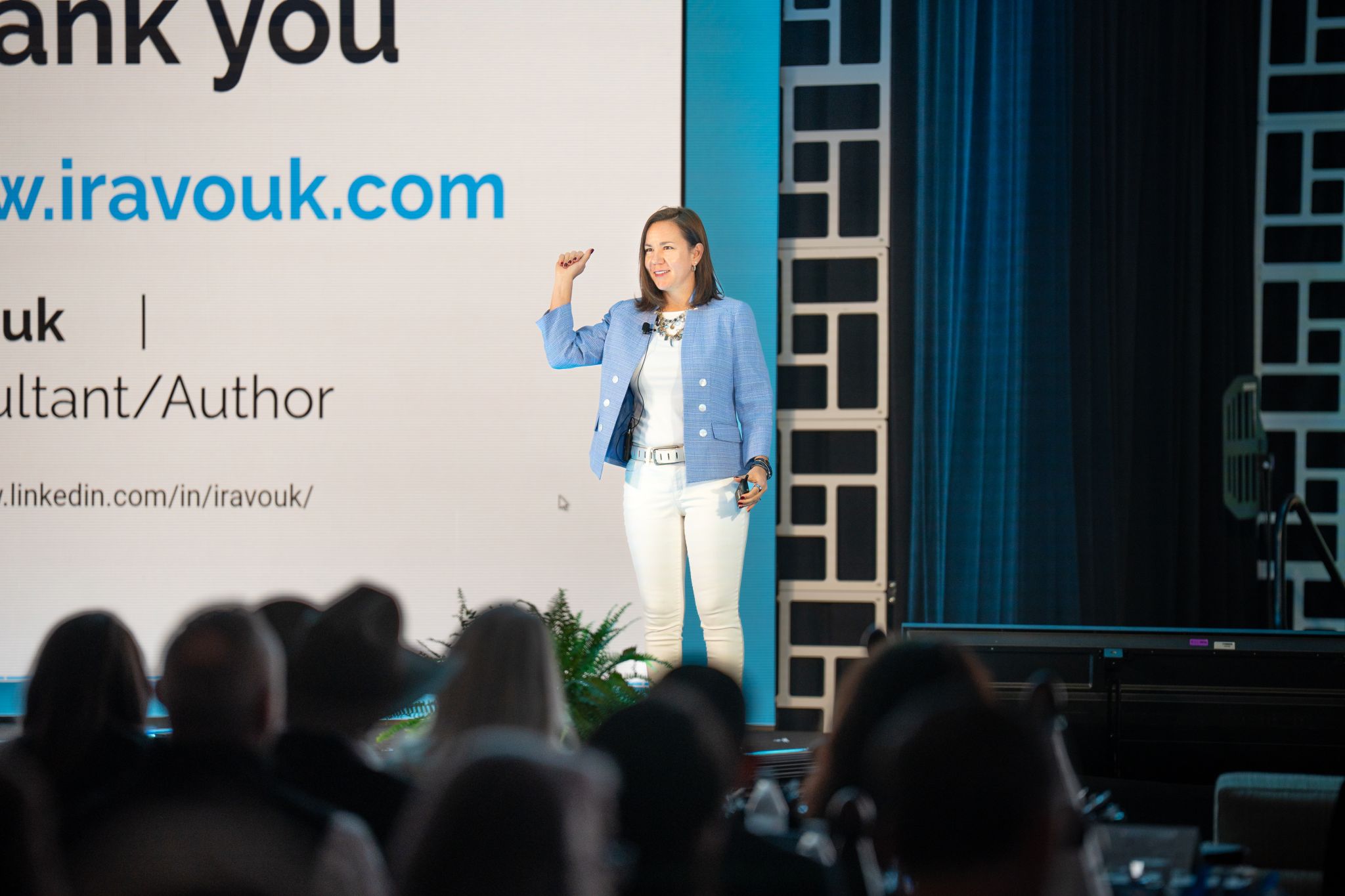 Ira Vouk delivering keynote at Coury Hospitality leadership conference